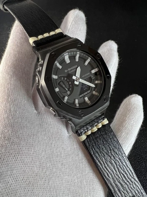 Manufacturer s New CASIO G-SHOCK Custom Body with GA2100 Titanium Bezel Leathe