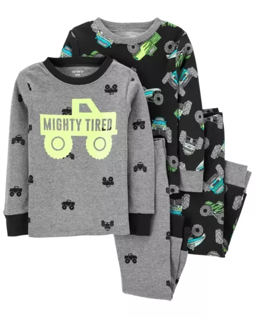 Carter's Toddler Boys Monster Truck Mighty Tired 4pc Pajama Set $36
