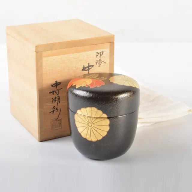 Natsume Tea Caddy Container Canister Makie(Gold Lacquer) U-0253