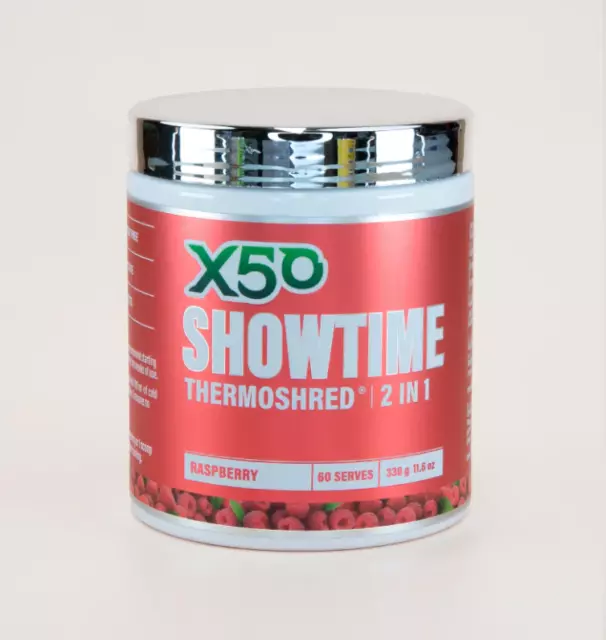 X50 Showtime 2In1 60Srv Thermoshred Pre Workout Fat Burner Green Tea Oxy Shred