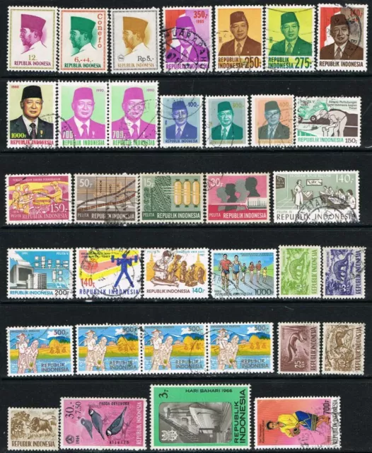 Indonesia.  Mixed selection of 35 used stamps..