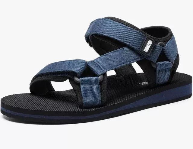 Sandali regolabili da uomo cravatta aperta blu navy taglia 10 UK