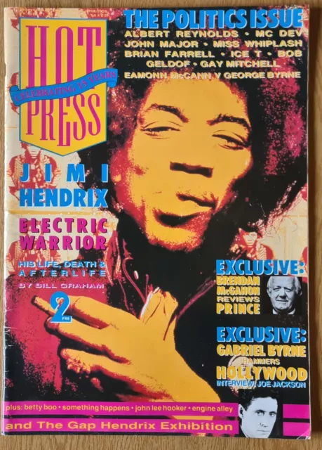 Hot Press Magazine JIMI HENDRIX, JOHN LEE HOOKER, BETTY BOO (Vol 16) 1992