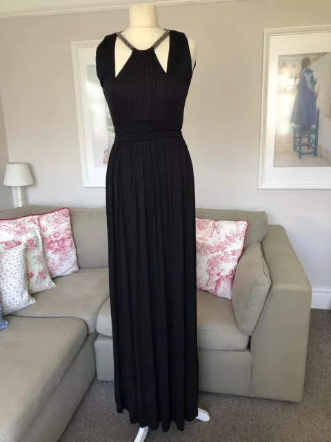 Black Grecian Maxi Dress 10 Cinched Waist French Connection Excellent Condition 2