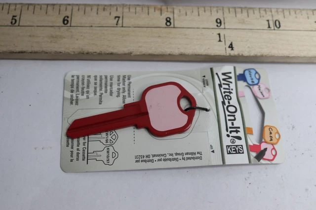 Hillman Write-on-it House/Entry Key Blank 66/97/KW1/10 Brass Red 87497