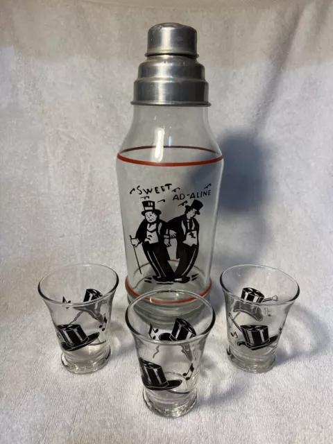 Sweet Ad-aline Adaline 1930's Dunbar Cocktail Shaker Glass - Vintage Barware