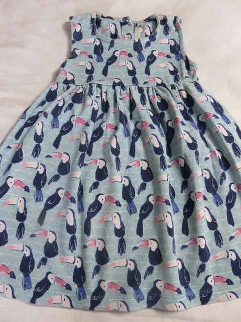 Jojo Maman Bebe Pretty Blue Puffin Print Cotton Sleeveless Sun Dress Age 4 - 5