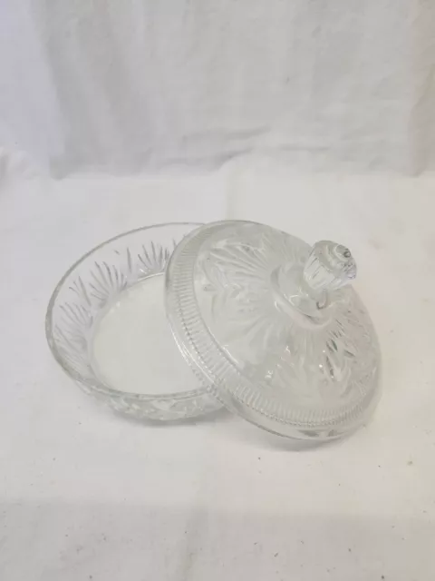 Vintage Avon Vanity Powder Box Candy Trinket Dish Clear Glass With Lid