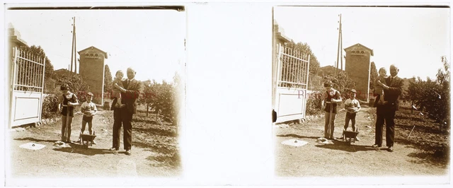 FRANCE Family c1930 Photo Stereo Glass Plate Vintage P30L3n11 2