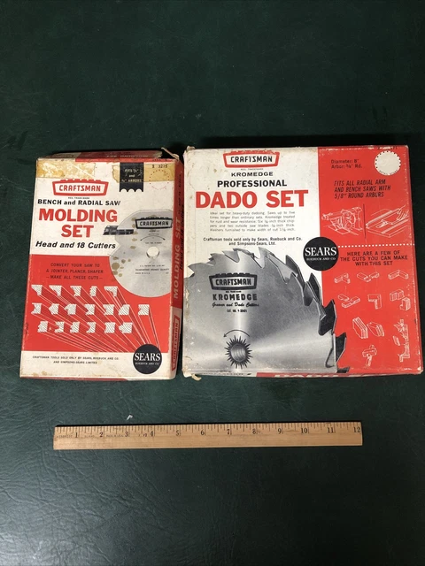 VINTAGE sears CRAFTSMAN TABLE SAW Kromedge DADO set 32471  & MOLDING set 3215