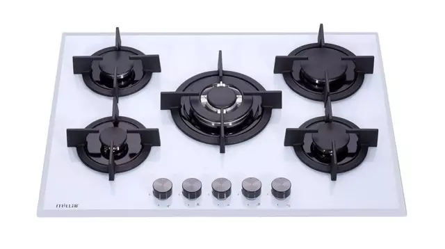 MILLAR GH7051PW 5 Burner White Built-in Gas on Glass Hob 70cm