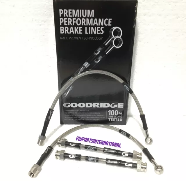 Goodridge Braided Stainless Steel Brake Hoses Kit Clear for VW Polo MK5 Banjo