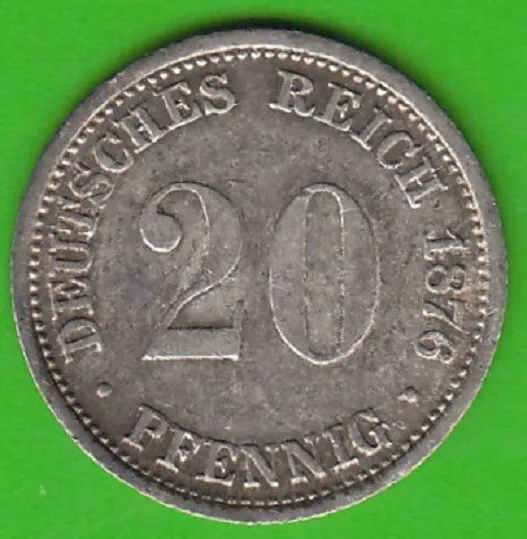 Münze Pfennig Silber 20 Pfennig 1876 J Hamburg gutes sehr schön nswleipzig