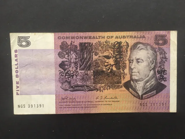 Australia $5  1969 Phillips/Randall Last Prefix NGS  gF Very Scarce