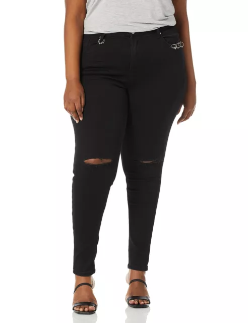 City Chic Womens Apparel Womens Plus Size Jean Harley RIVETTED, Black, 14