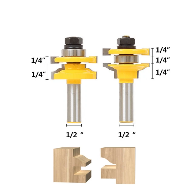 2Pcs Wood Router Bit 1/2" Shank Raised Panel Cabinet Door Tenon Cutter Ogee