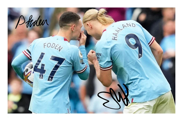 Photo Signée Erling Haaland Manchester City – A4 Montée & Encadrée, Autographe Imprimé Officiel
