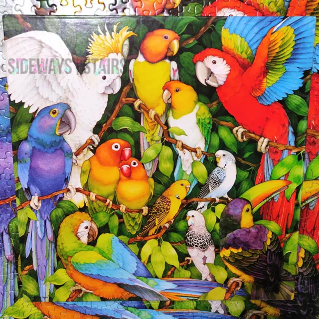 VINTAGE JUNGLE BIRDS PUZZLE Springbok jigsaw exotic macaw lovebirds toucan RARE 2