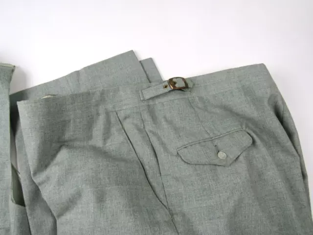Vtg 1970s 2 Pc Fancy Leisure Suit Pant & Vest Side Buckle 35.5 x 33.5 60s 70s 2