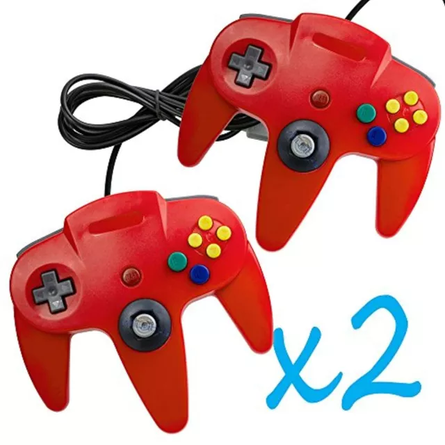 2 PCS Long Controller Game System For Nintendo 64 Red For N64 Brand New 0Z