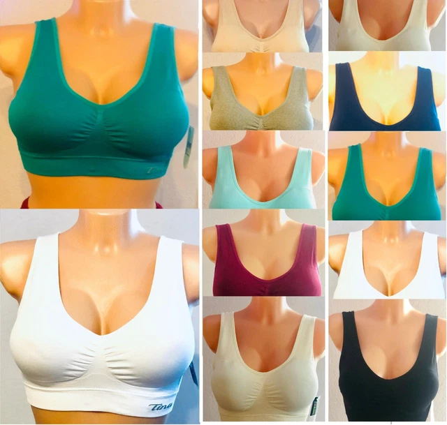 Tina Sport BH Push Up Yoga Fitness Bustier Top ohne Bügel mit Brustpolster