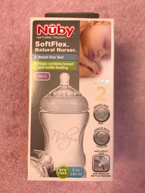 Nuby Soft Flex Natural Nurser Bottle 0m+ 240 ml new