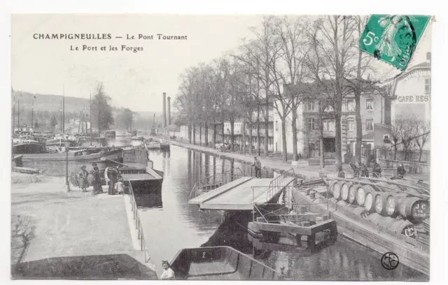 MUSHROOMS Meurthe et Moselle CPA 54 turning bridge barge port forges