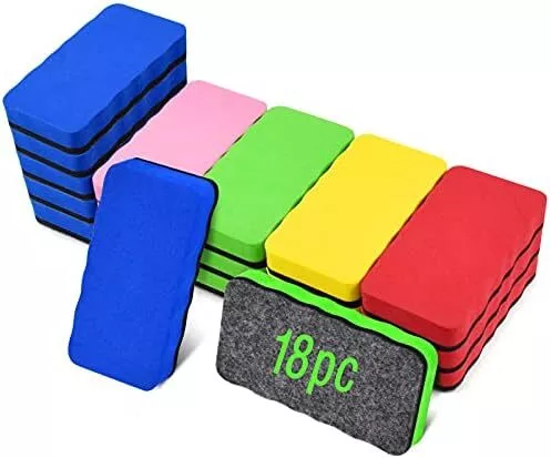 Dry Erase Erasers, Eeoyu 18 Pack Magnetic Whiteboard Dry Erasers Chalkboard Clea