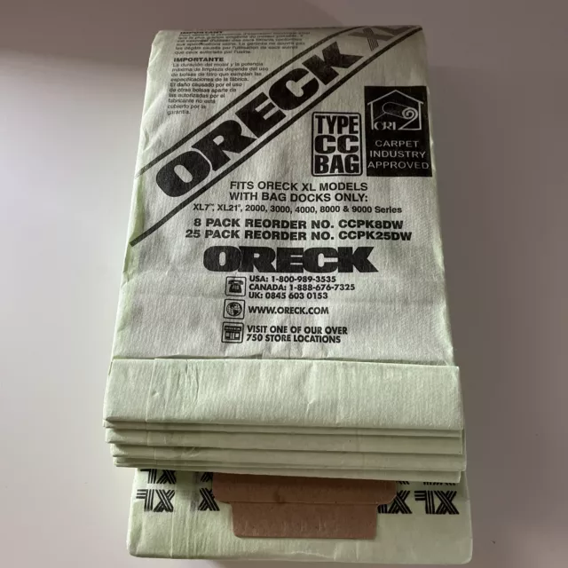 Pack of 8 Oreck XL Type CC Vacuum Cleaner Bags CCPK8DW