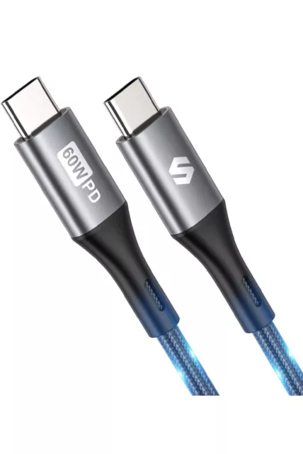 USB C to USB C Charger Cable 2M 60W, Type C Charger Cable Fast Charging PD 3.0 &