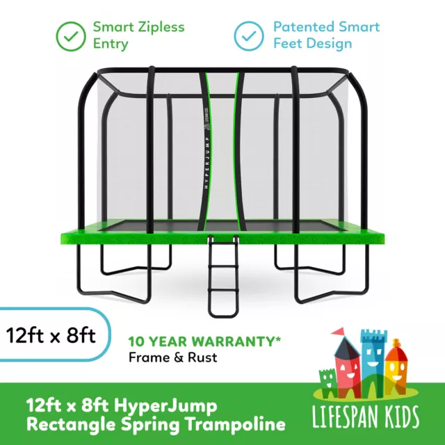 12ft x 8ft Lifespan Kids HyperJumpR Spring Rectangular Trampoline + Ladder + Net