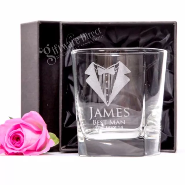 5x Engraved Whiskey Scotch Glasses Personalised Wedding Groomsman Gift Bourbon 3