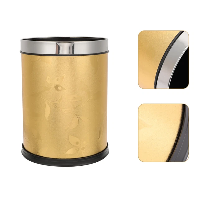 Poubelle En Marbre 15L/4Gallons Dorée Avec Couvercle à Rabat – Salle De Bain/cuisine