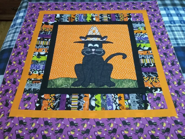 Halloween Gato Negro Aplique Bebé Edredón Pared Top 41 X 42.5
