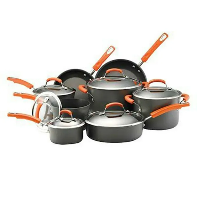 Rachael Ray Cucina Nonstick Cookware Pots And Pans Set, 12 Piece, Agave  Blue ＆ Cucina Hard Anodized Nonstick Griddle Pan Flat Grill, 11 Inch, Gray  Wi 調理器具
