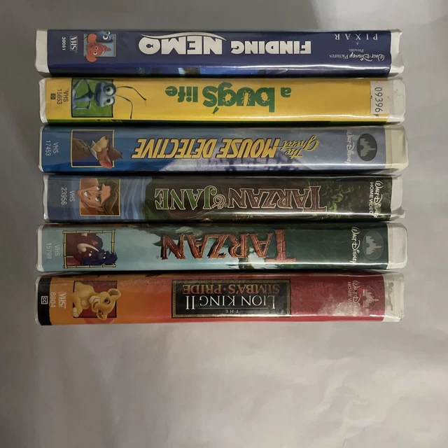 WALT DISNEY, VHS TAPES, LOT OF 6 PIXAR Nemo, Bugs, Lion, Tarzan & Mouse ...