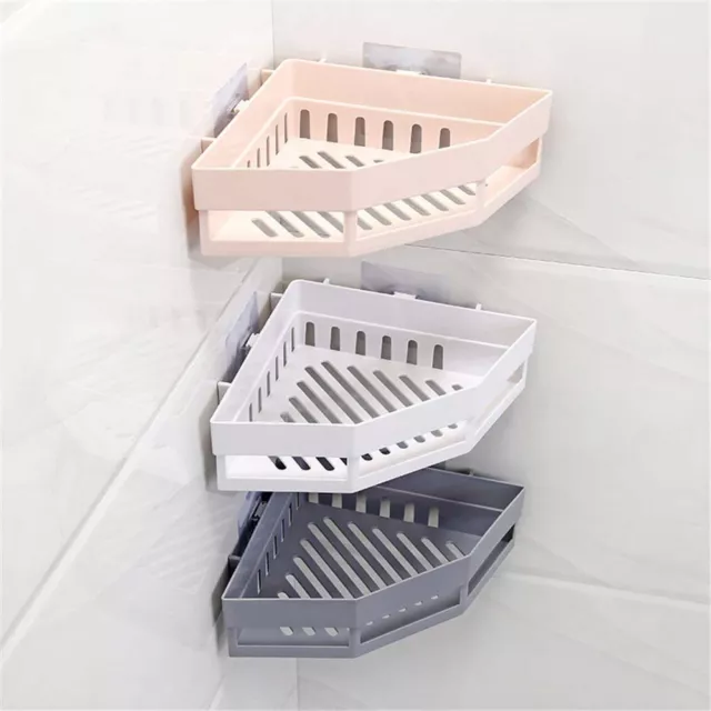 Bathroom Shower Holder Shelf Plastic Shelves Storage Corner Rack Organizer AU