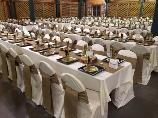 175 Burlap 6"x108" Chair Cover Sashes Bows Natural Jute Wedding Event SALE USA