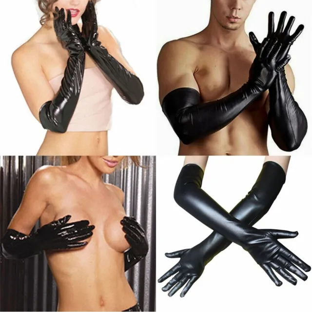 Nuovi guanti lunghi in pelle sexy donna uomo wetlook costumi festa opera club