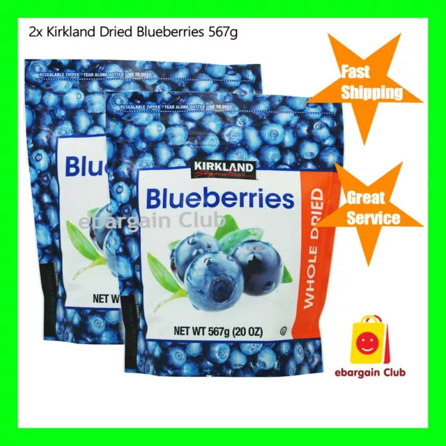 2x Kirkland Whole Dried Blueberries 567g (Total =1.134kg) eBargain Club