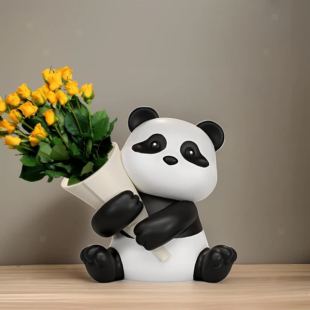 MIMEITOPA Figurine de panda qui hoche la tête à l'énergie solaire en ABS - Capteur de lumière - Adorable panda souriant - Décoration pour la maison, cadeau de pendaison de crémaillère