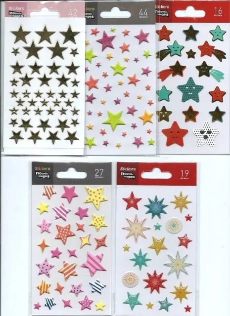 Stickers 3d 2d Etoiles pour ordinateurs vélo scrapbooking planche 14 cm x 7,5 cm