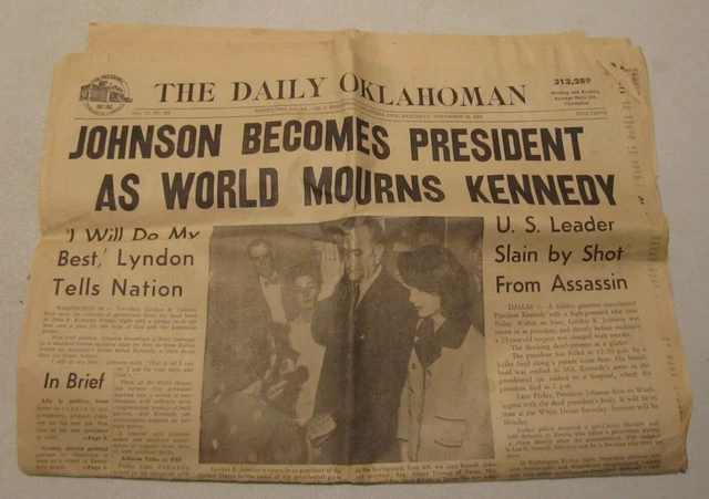 Kennedy Assassination The Daily Oklahoman November 23, 1963 Multiple Articles