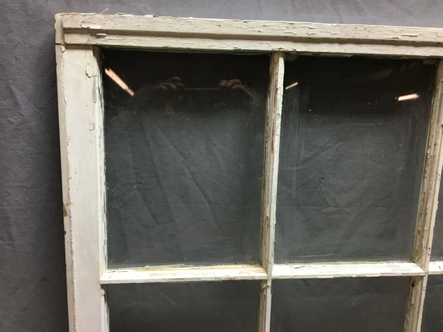 1 Antique 8 Lite Window Sash 27" x 40" Shabby White Old Chic Vintage 1163-20B 2