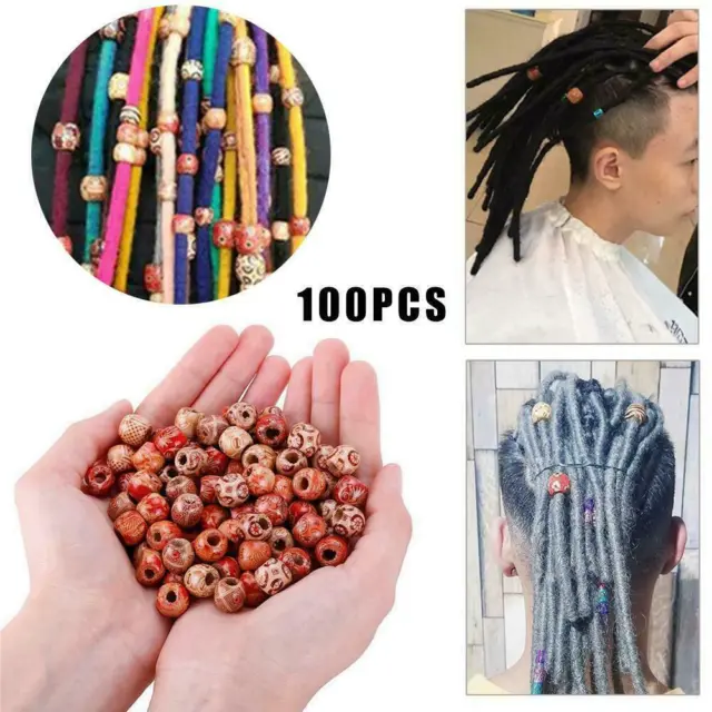 100pcs Wooden Beads Large Hole Mixed For Macrame Jewelry Crafts