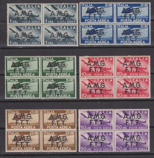 Italy Trieste sc# C1-C6 MNH OG blocks of 4 Zone A AMG-FTT 1947 mint airmail c1-6