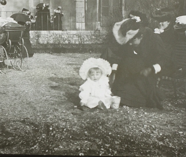 FRANCE Enfants Uriage c1900 Photo Stereo Plaque de verre Vintage VR38L16n2
