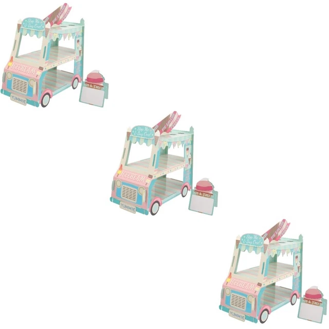 3x Pastel Cupcake De pie Placas de servir Helado Soporte Exhibición Helado Camiones Carros