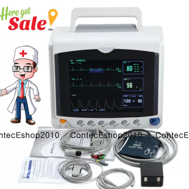 CMS6000C ICU Vital Sign Patient Monitor, ECG+NIBP+SPO2+RESP+TEMP+PR, Promotion