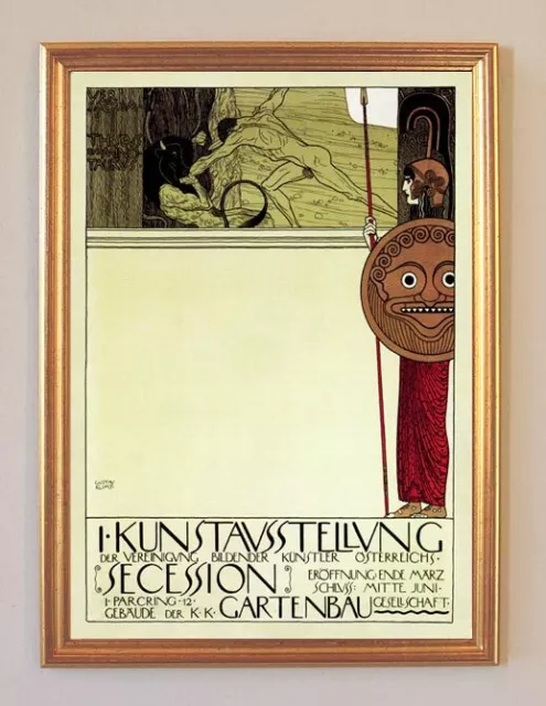 Kunstausstellung Secession Wien Plakat Gustav Klimt A3 107 Gerahmt